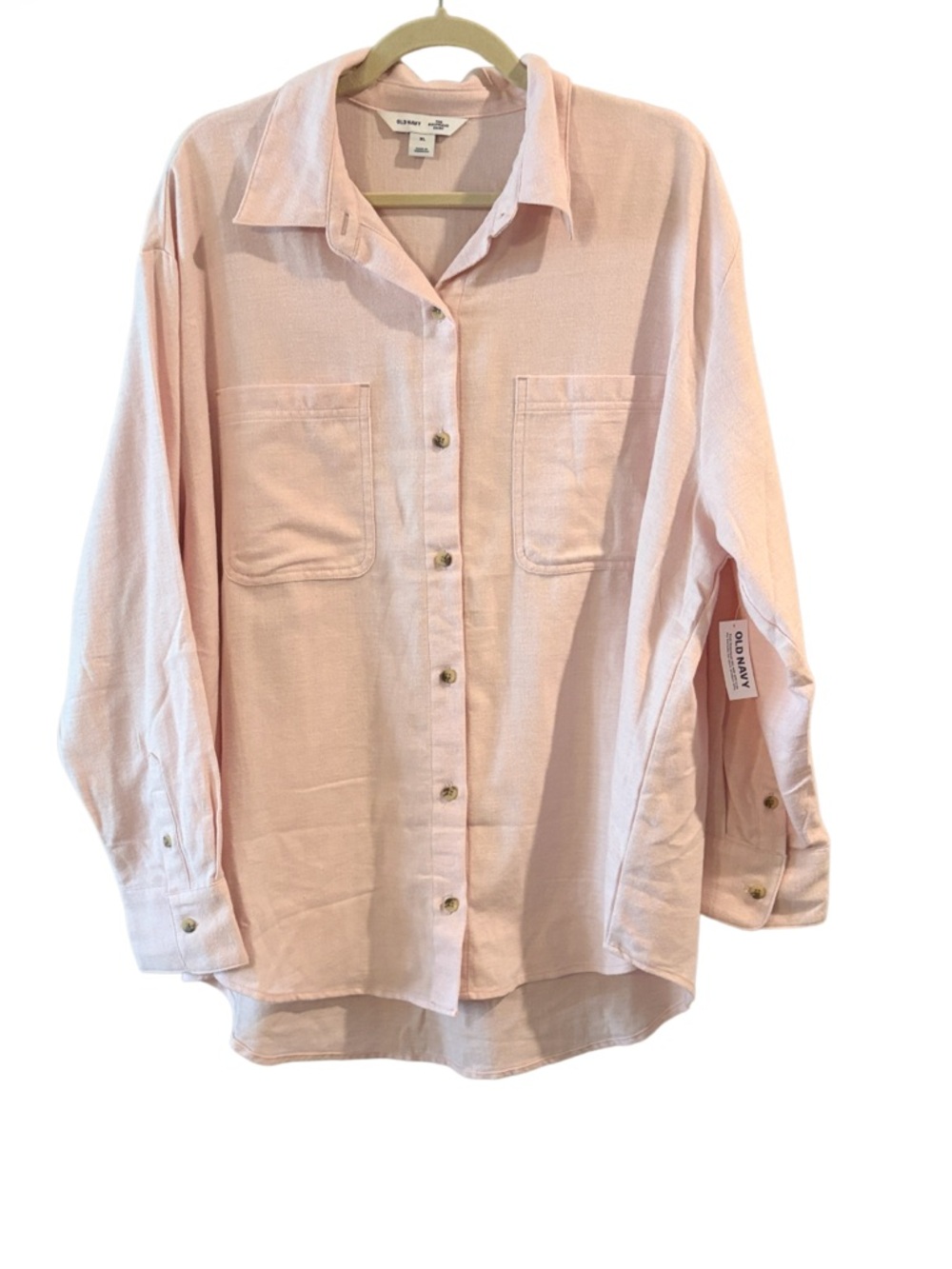 Old Navy NWT Boyfriend Shirt Light Pink Button Down Top Relaxed Fit Size  XL